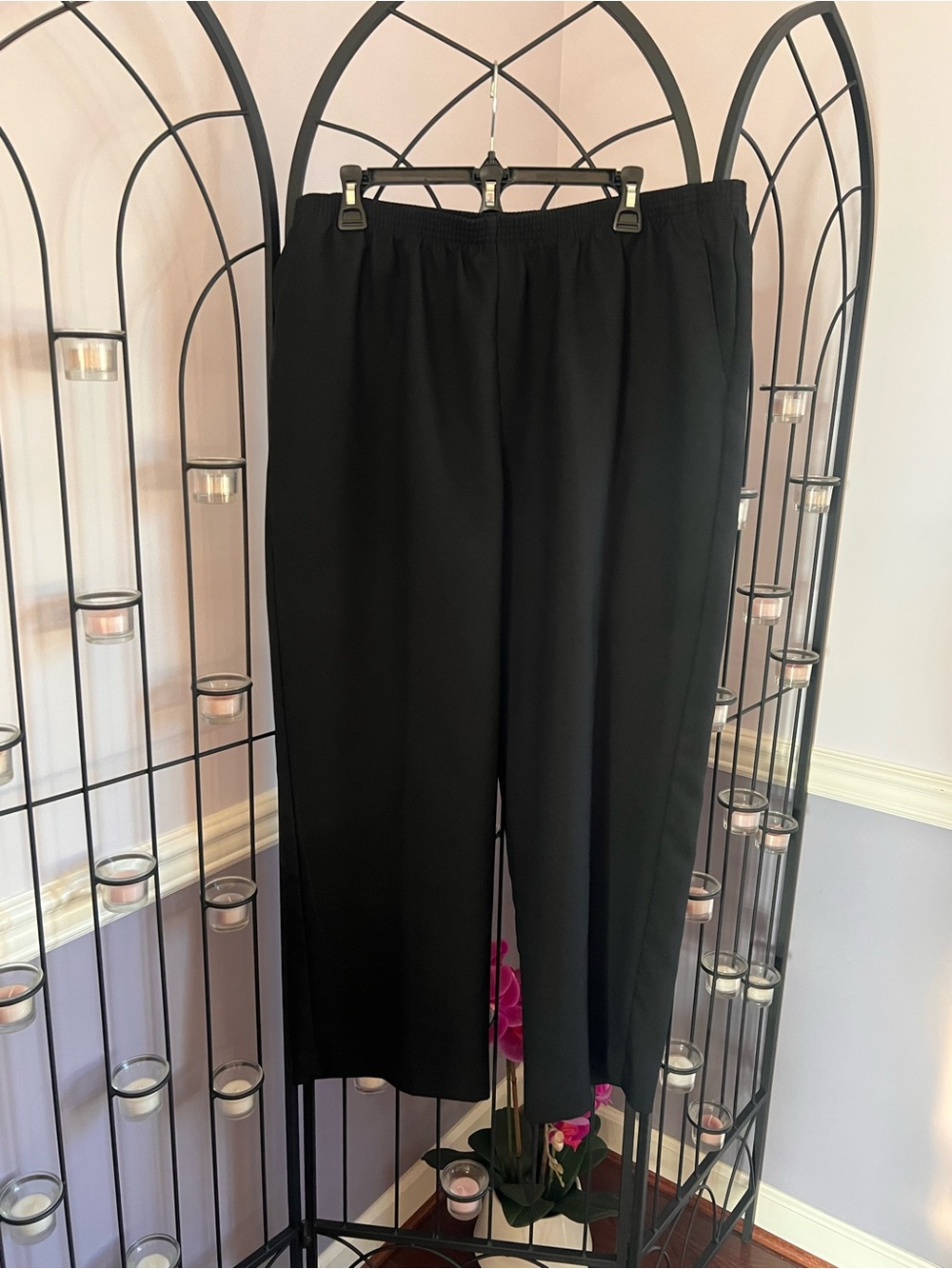 Alfred Dunner Black Wide-Leg Pull-On Pants